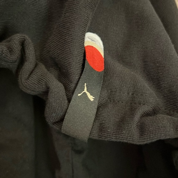 New Puma AS Cropped Hoodie Pullover Sweatshirt Black/Noir White Stripe Small - Picture 6 of 11